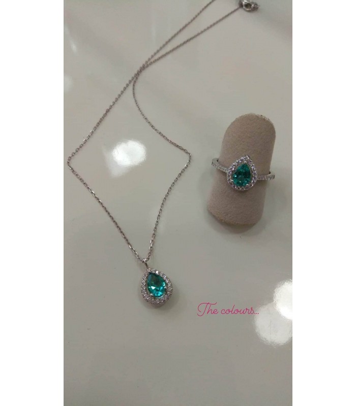 Turquoise ring in a teardrop shape.