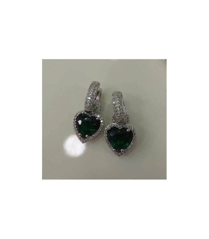 Earrings green heart.